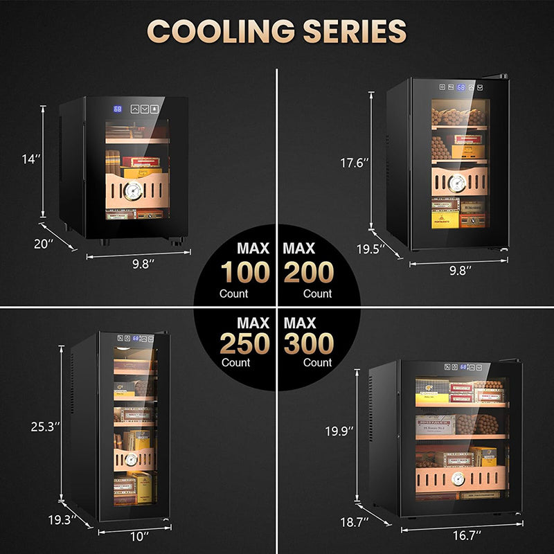 BowLift | 16L Electric Humidor 100 Cigars Humidor Cabinet with Cooling Temperature Control Electric Cooling Cigar Fridge