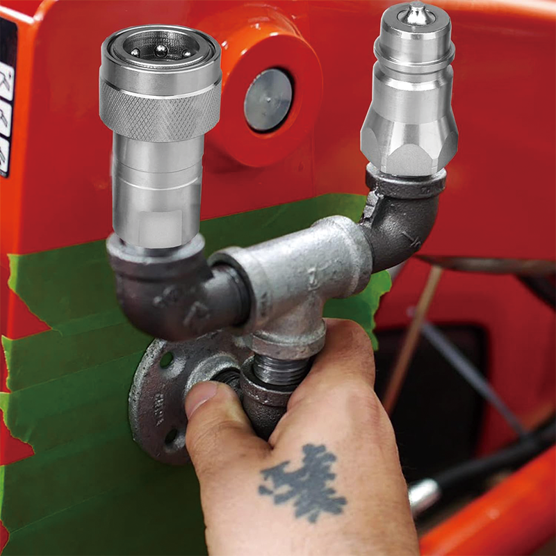 BowLift | 1/2" Hydraulic Quick Connect Tractor Couplers with Dust Caps,ISO 5675 Hydraulic Quick Coupler,for Bobcat Case, Kubota