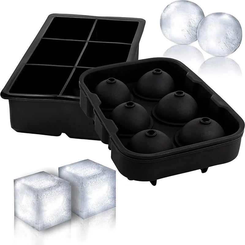 BowLift | 10PCS Ice Cube Trays Bpa Free Silicone Sphere Whiskey Ice Ball Large Square Ice Cube Molds With Funnel For Cocktails Bourbon