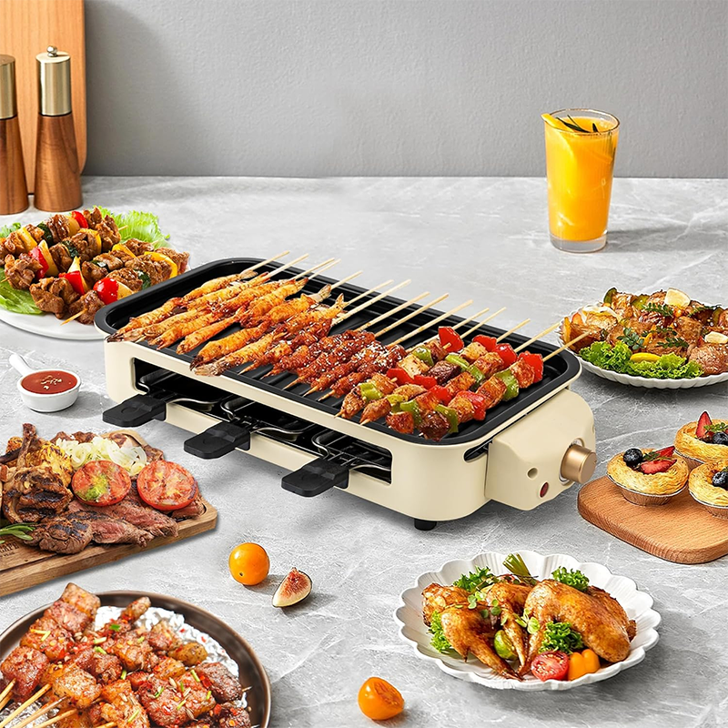 BowLift | 1500W Electric Indoor Grill, 2 In 1 Kitchen Indoor Grill With Grill Grid And Non-Stick Cooking Removable Plate, Temperature Control, Dishwasher Safe, Smokeless Grill