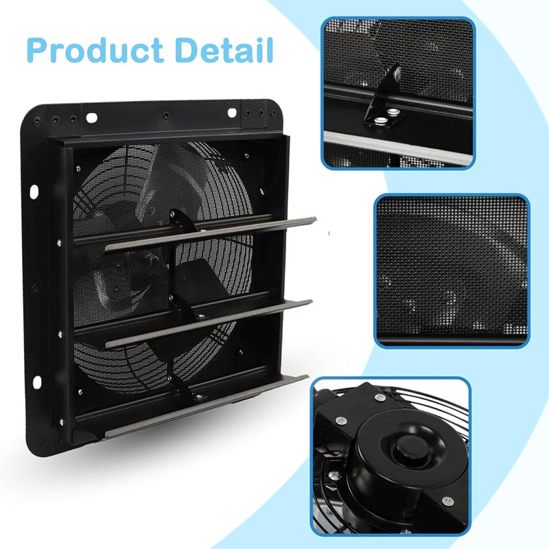 BowLift | 10 inch Industrial Ventilation Extractor Shutter Exhaust Fan for Home Attic Garage Greenhouse Shed Basement with Mesh Screen