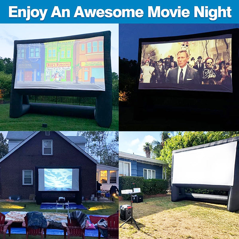BowLift | 16ft Projector Screen with Air Blower Storage Bag Front/Rear Projection Blow Up Screen Inflatable Movie Screen Outdoor for Backyard Movie Night, Theme Parties, Celebrations