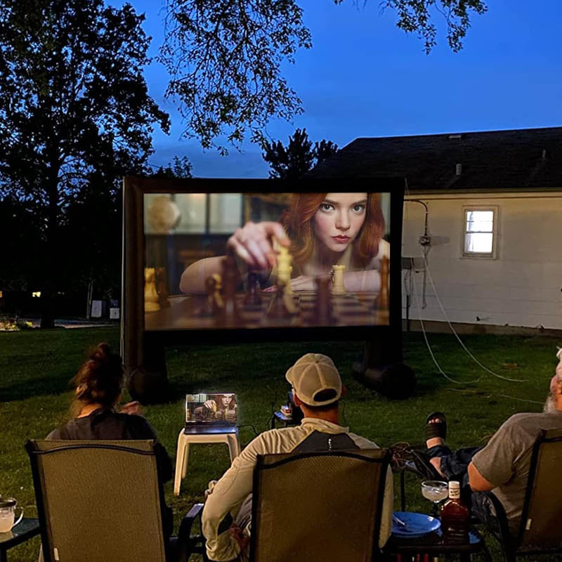 BowLift | 15ft Inflatable Projection Screen with Air Blower and Storage Bag for Outdoor Movie Night Backyard Pool Fun