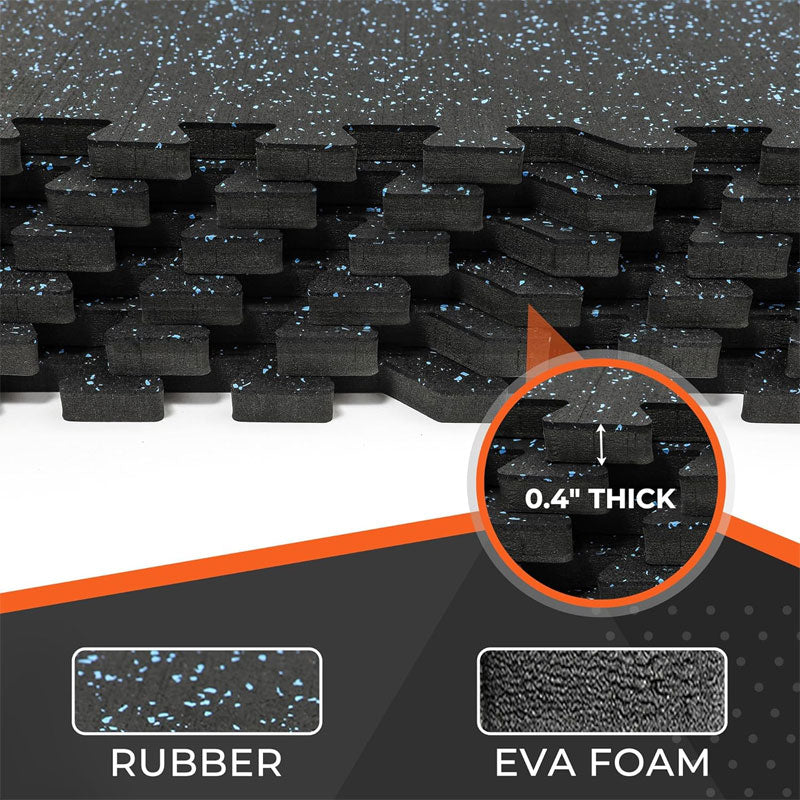 BowLift | 0.4 Inch Home Gym Fitness Flooring, 6 Piece Gym Floor Mats, Interlocking Rubber Floor Mats, 24" x 24" Fitness Exercise Equipment Mats For Gym, Home