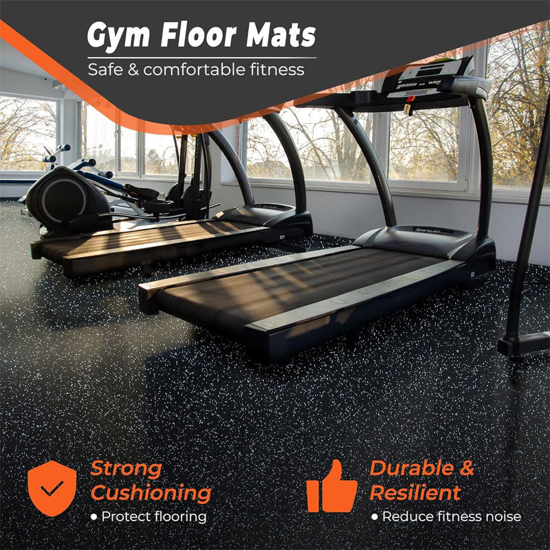 BowLift | 0.4 Inch Home Gym Fitness Flooring, 6 Piece Gym Floor Mats, Interlocking Rubber Floor Mats, 24" x 24" Fitness Exercise Equipment Mats For Gym, Home