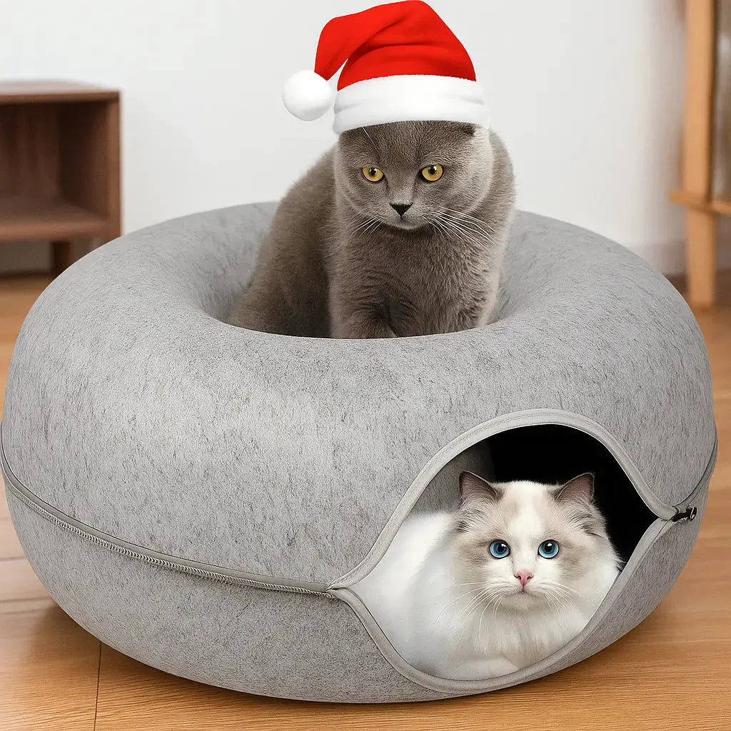 BowLift | Cat tunnel bed made of wool felt – Play and retreat space