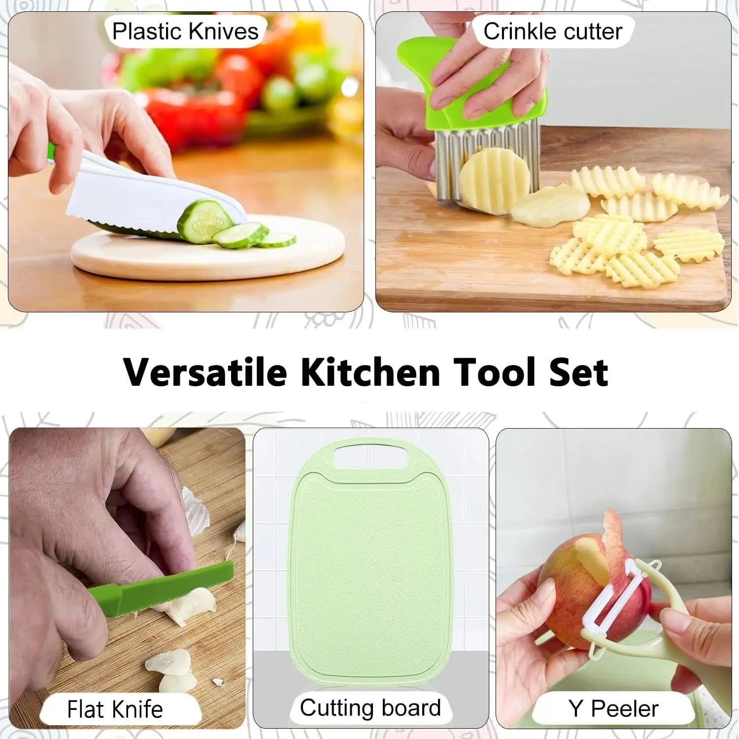 BowLift | Child-friendly kitchen set with knife, peeler & board