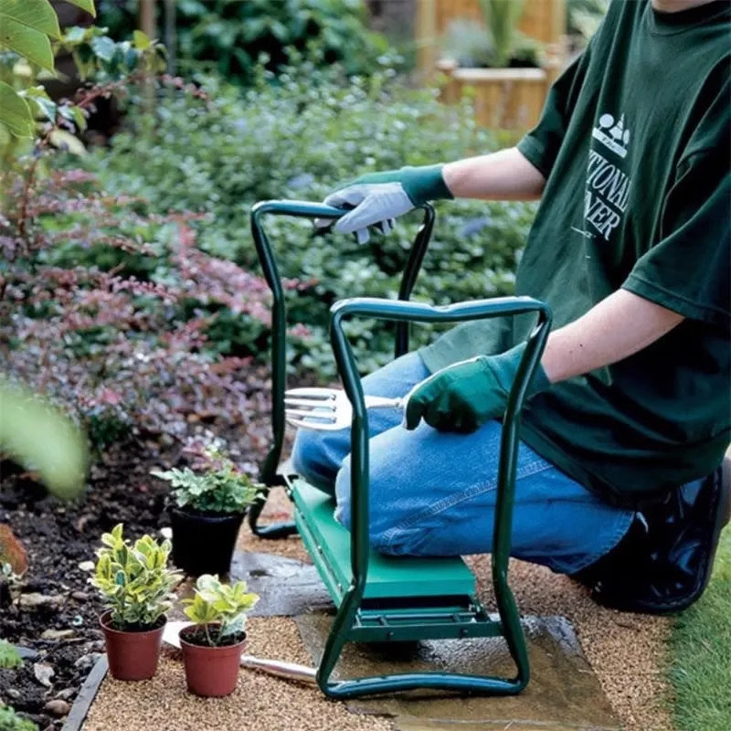BowLift | Garden Kneeler Seat and Seat Stool, Folding Gardening Stool Kneeler Chair with Thick Pads and Handles