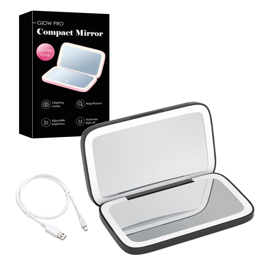 BowLift | Compact LED Makeup Mirror with Double Magnification 1X and 10X