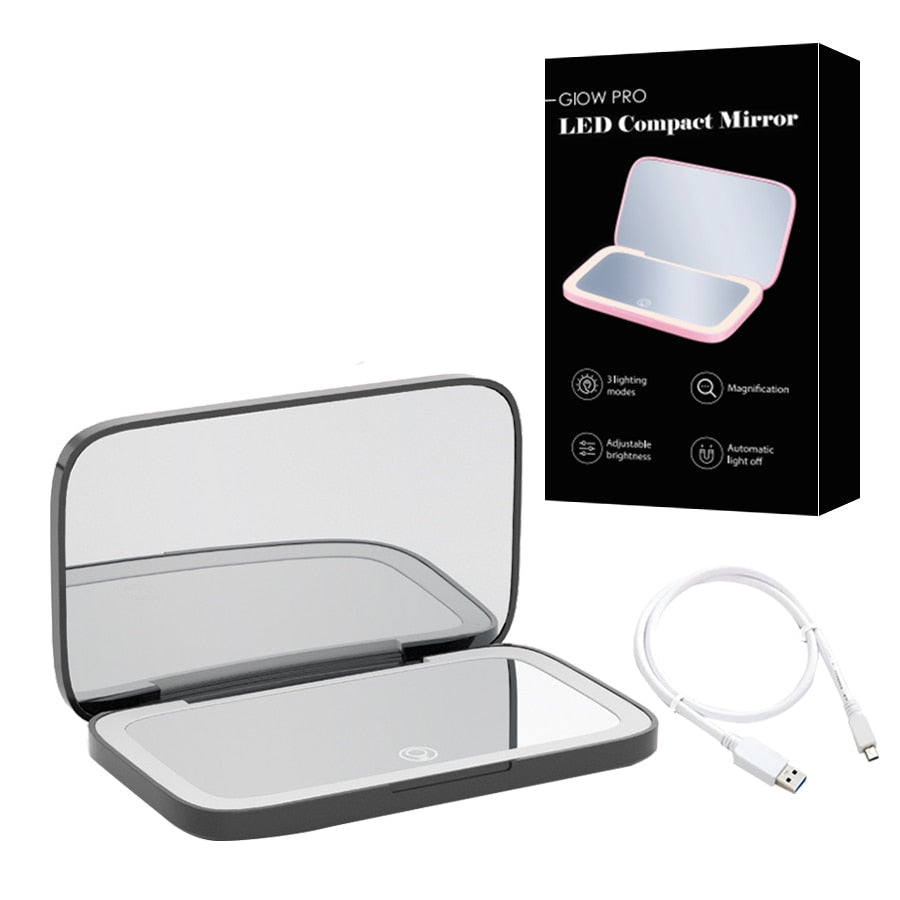 BowLift | Compact LED Makeup Mirror with Double Magnification 1X and 10X