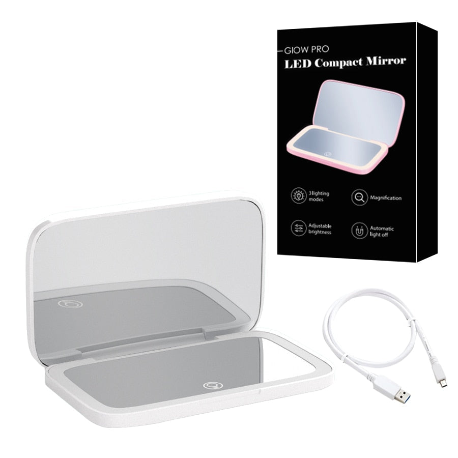 BowLift | Compact LED Makeup Mirror with Double Magnification 1X and 10X