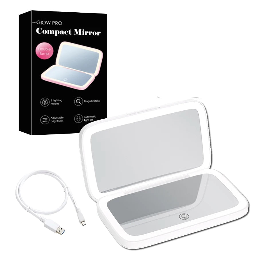 BowLift | Compact LED Makeup Mirror with Double Magnification 1X and 10X