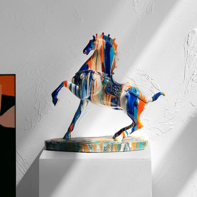 BowLift | Colourful Bull Sculpture – Modern Resin Statue with Graffiti Art Design