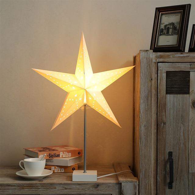 BowLift | StellarGlow | Radiant LED Star Table Lamp – Wooden Base Ambient Light for Bedroom & Living Room Décor
