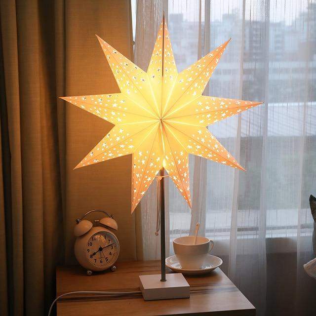 BowLift | StellarGlow | Radiant LED Star Table Lamp – Wooden Base Ambient Light for Bedroom & Living Room Décor