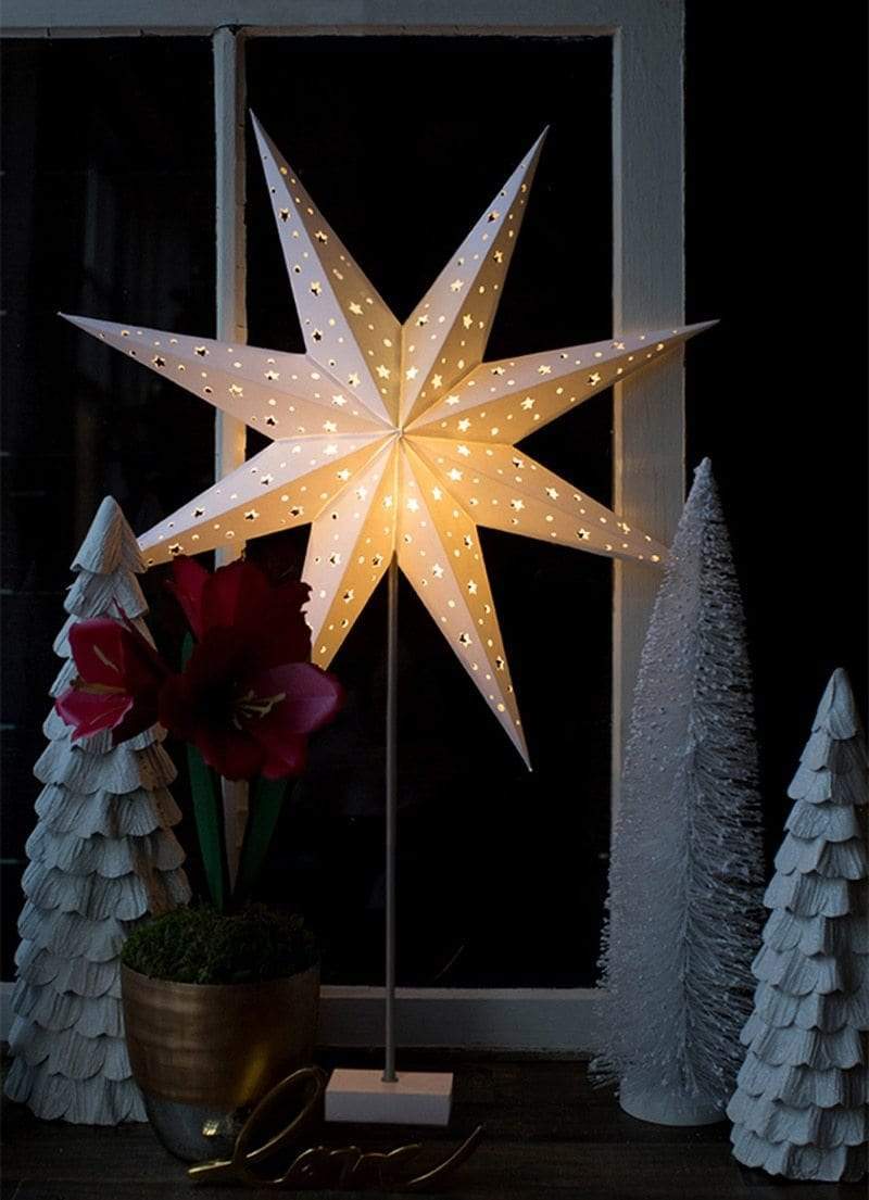 BowLift | StellarGlow | Radiant LED Star Table Lamp – Wooden Base Ambient Light for Bedroom & Living Room Décor