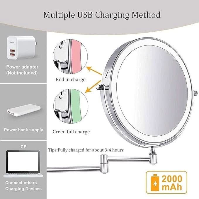 BowLift | LED Magnifying Mirror with Adjustable Lighting and Rechargeable Battery