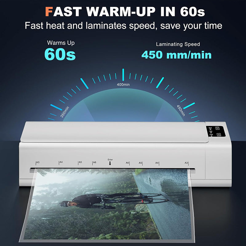 BowLift | 13 Inch Lamination Machine Personal Desktop Cold & Hot A3 Laminating Machine 60s Warm-Up Jam-Free Laminator Machine with 12 Pouches for Office, School