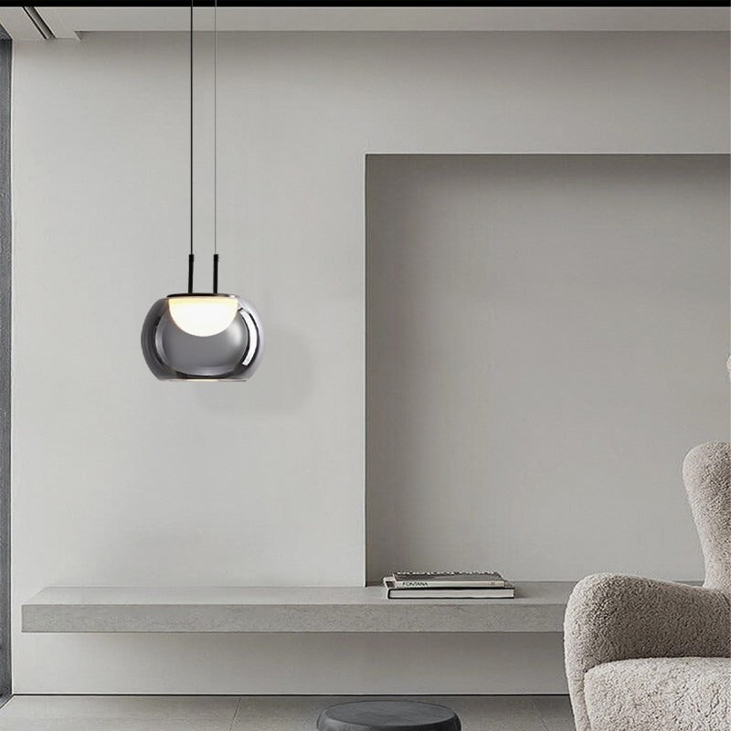 BowLift | Grenold Pendant Lamp with Height Adjustment – Elegant LED Lamp for Living Room and Dining Room, Metal-Glass, Modern Design