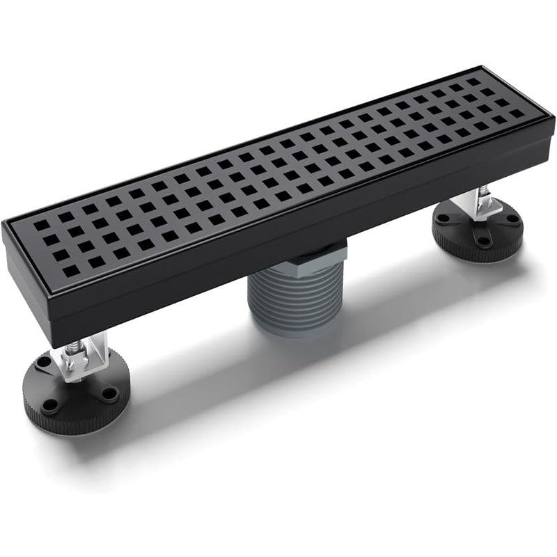 BowLift | 12 Inch Linear Shower Drain with Removable Grate Matte Black Shower Drain with Accessories CUPC Certified Stainless Steel
