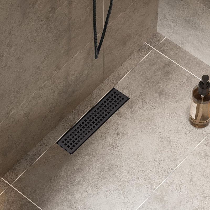 BowLift | 12 Inch Linear Shower Drain with Removable Grate Matte Black Shower Drain with Accessories CUPC Certified Stainless Steel