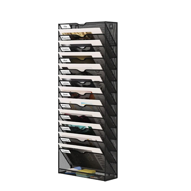 BowLift | 12 Pockets Mesh Hanging Wall File Holder Metal Wall File Organizer Hanging File Organizer Wall Mounted Office Mail Organizer