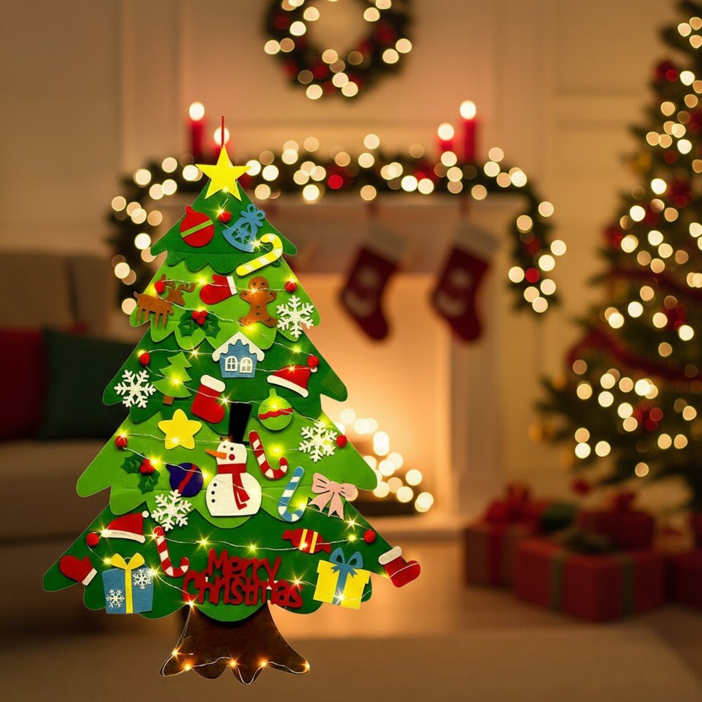BowLift | Interactive Felt Wall Tree with LED Lights and 30+ Ornaments