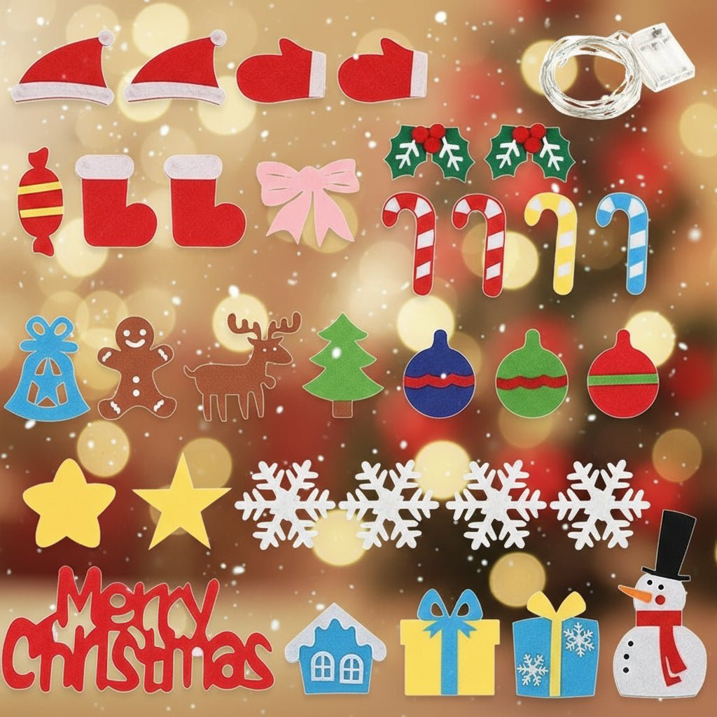 BowLift | Interactive Felt Wall Tree with LED Lights and 30+ Ornaments