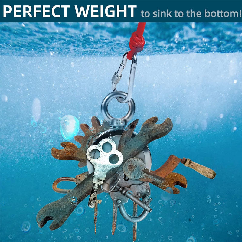 BowLift | Magnet Fishing Kit Strong 1300Lbs Pulling with 65ft Rope 2.95" Rare Earth Magnets with 2 Countersunk Hole for Magnetic Fishing and River Lake Hunting