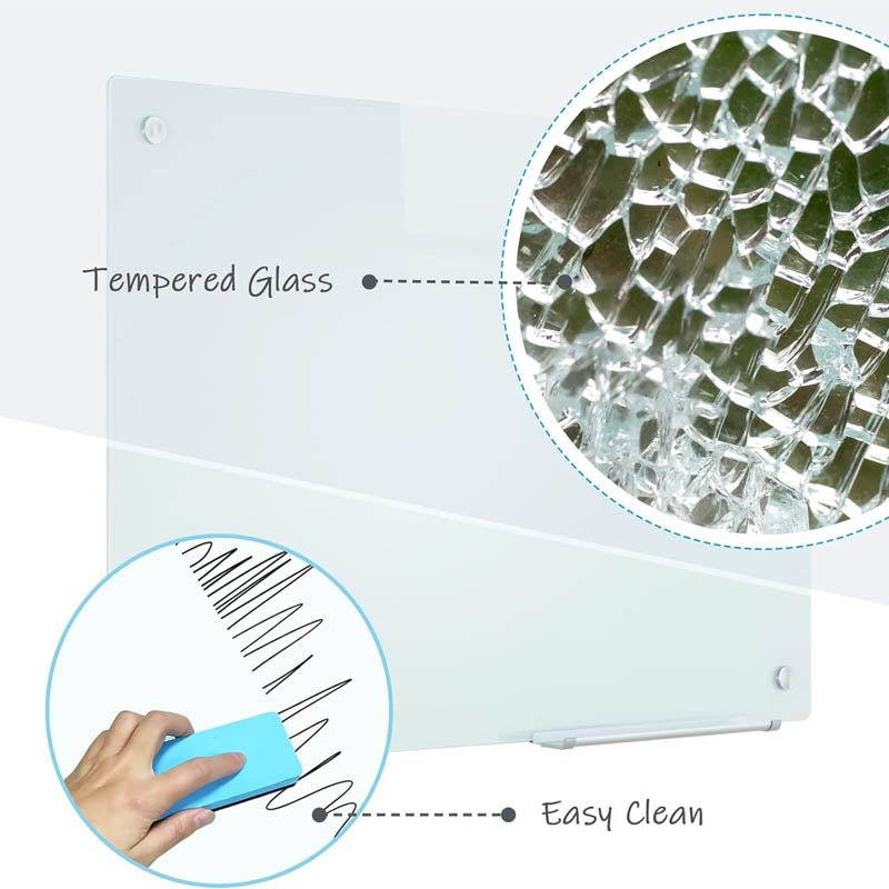 BowLift | Magnetic Glass Dry Erase Board 36"x48" Frameless for School Teaching Office Meeting