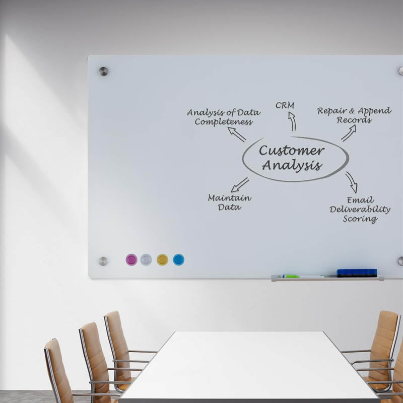 BowLift | Magnetic Glass Dry Erase Board 36"x48" Frameless for School Teaching Office Meeting