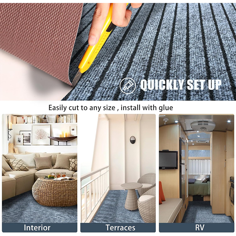 BowLift | Marine Carpet Boat Carpet Marine Grade - Waterproof Grey Teak Indoor/Outdoor Carpet with Marine Backing, Anti-Slide, Cuttable, Easy-to-Clean Patio and Deck Rug