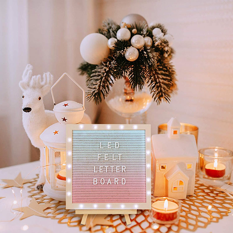 BowLift | 10in × 10in Message Board LED Gradient Felt Letter Board Sign Lights for Valentine's Day Birthday Gifts Baby Showers Wedding Party Decor