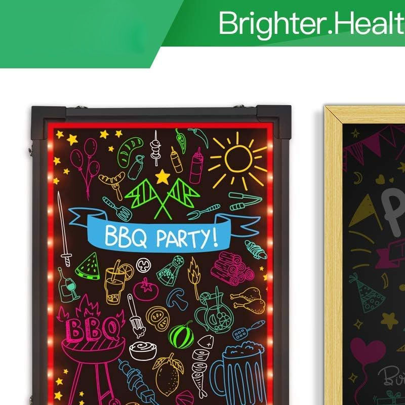 BowLift | 16"X 12" LED Message Board Illuminated Erasable Neon Effect Restaurant Menu Sign with 8 Colors Markers
