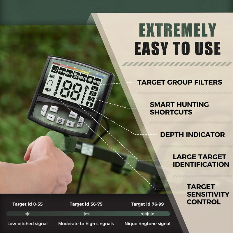BowLift | 12" IP68 Coil Metal Detectors Pinpoint Metal Detector Waterproof Gold and Silver New Advanced DSP Chip
