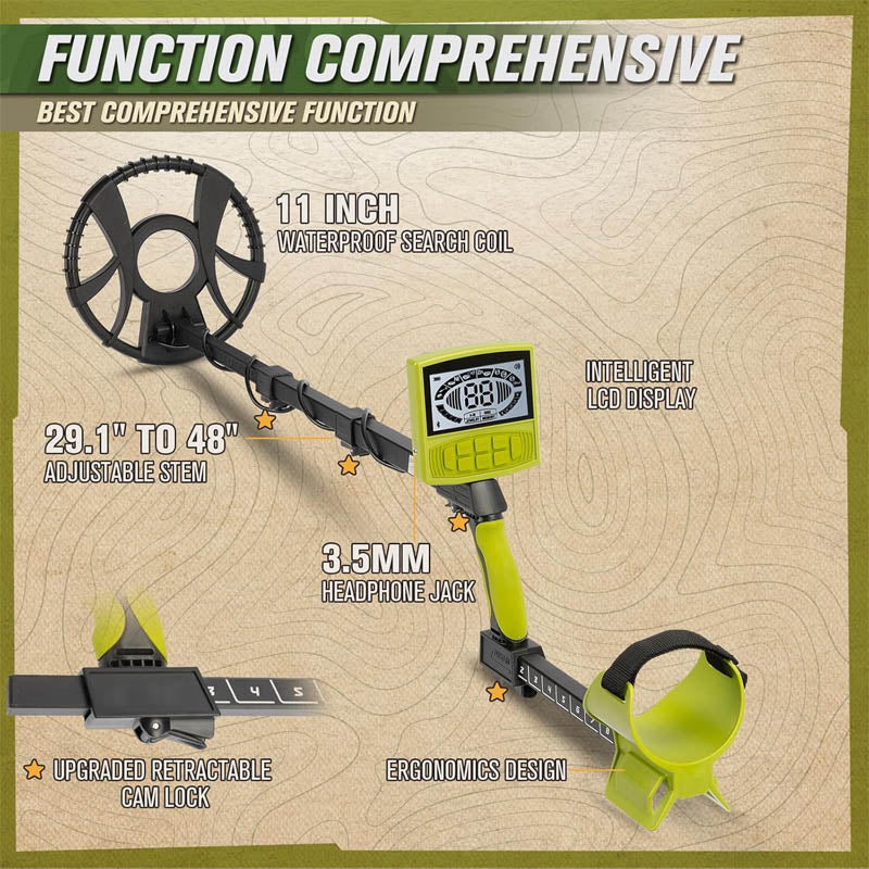 BowLift | 11 inch Metal Detectors 5 Professional Mode with Higher Accuracy Waterproof Search Coil, Adjustable Stem