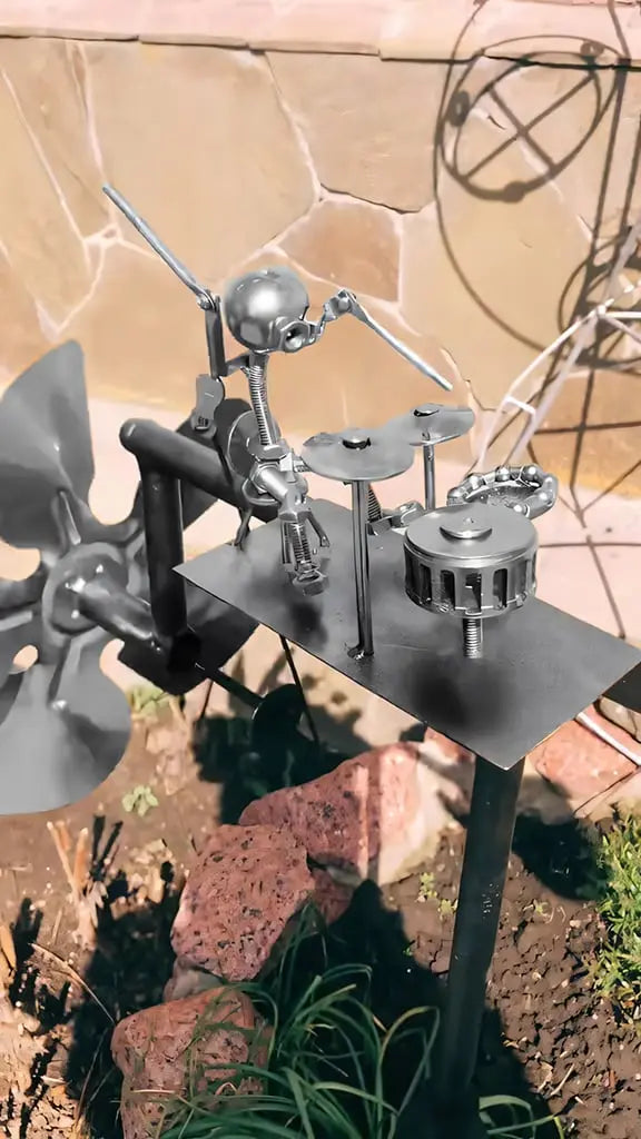 BowLift | Metal Windmill "Rock Band" – Moving Garden Decor with Character