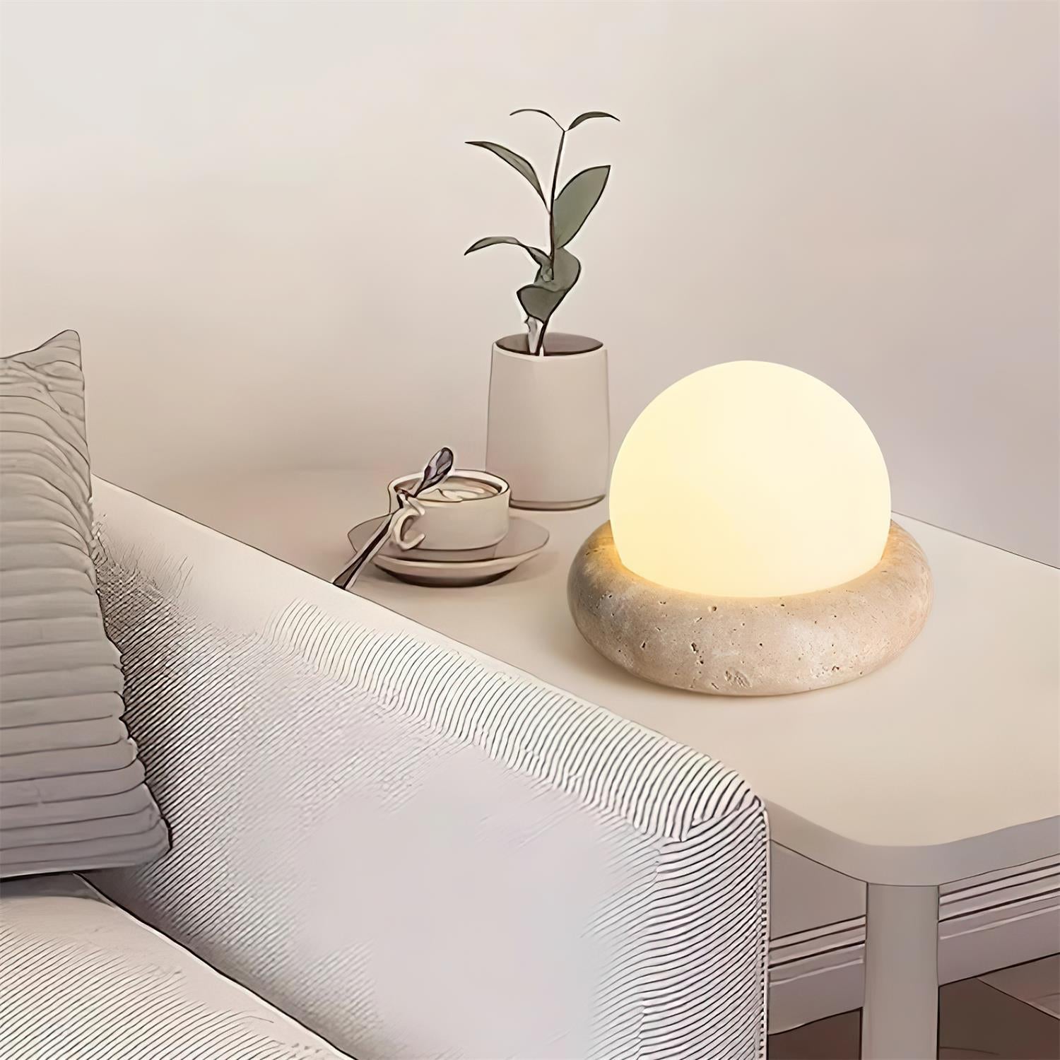 BowLift | Travertine Table Lamp