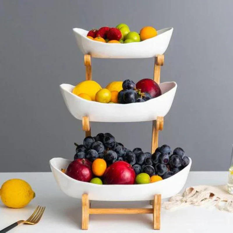 BowLift | BambuNest – Modern Bamboo Fruit Basket with Removable Trays & Multi-Tier Design