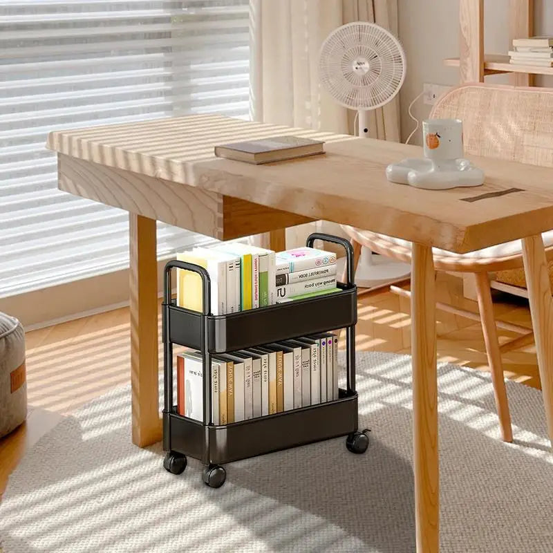 BowLift | BookRacer – Mobile book cart with 2 shelves and pen holder