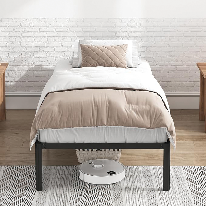 BowLift | 14 Inch Twin Bed Frame,No Box Spring Needed,Heavy Duty Metal Platform Twin Size Bed Frames Space Under Double Basic Steel Slats Platform,Easy Assembly, Noise Free