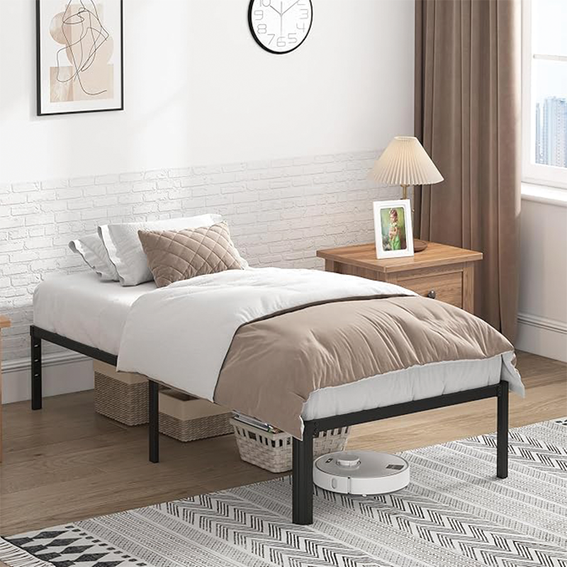 BowLift | 14 Inch Twin Bed Frame,No Box Spring Needed,Heavy Duty Metal Platform Twin Size Bed Frames Space Under Double Basic Steel Slats Platform,Easy Assembly, Noise Free