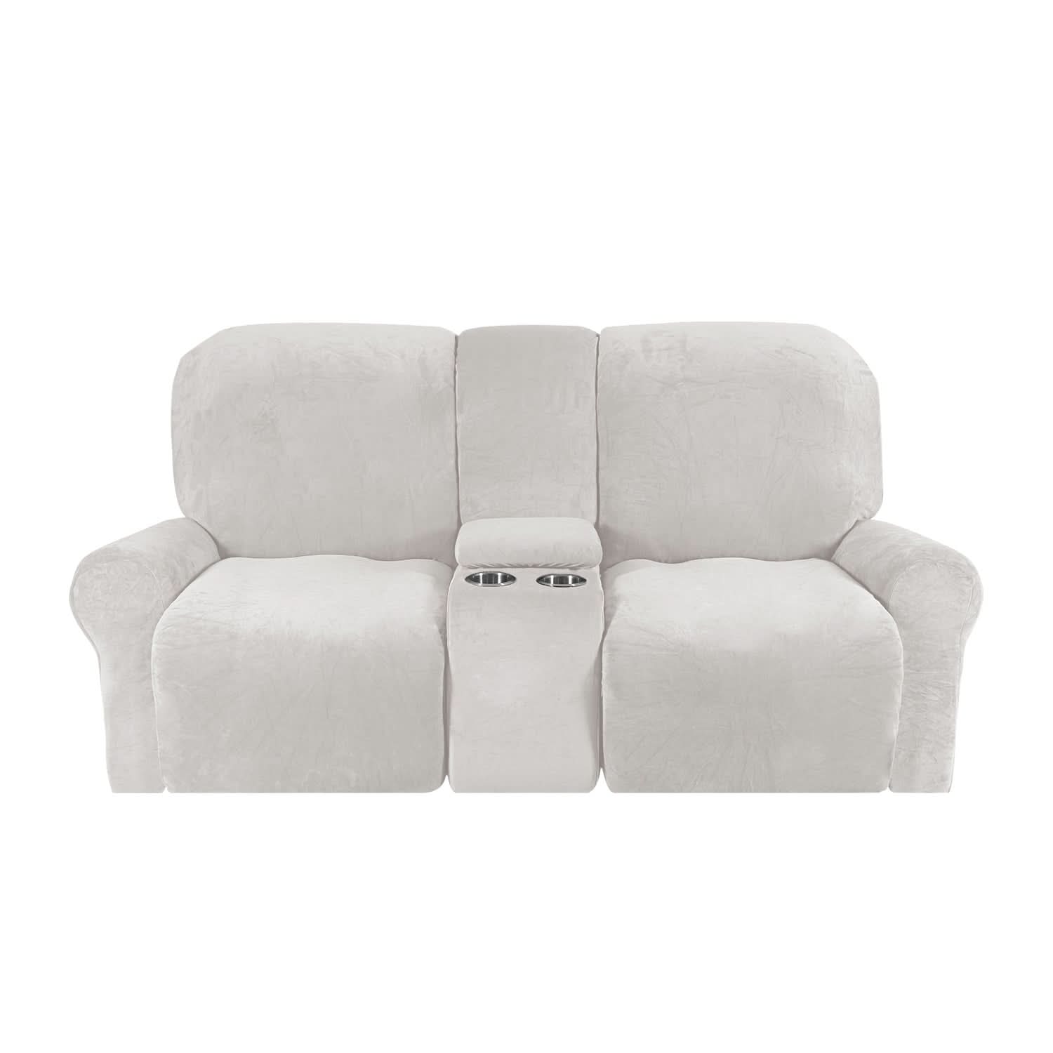 BowLift | 2-Seater Recliner Sofa Cover with Cup Holders – Velvet Plush