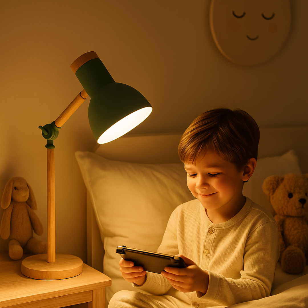 BowLift | Table lamp with wooden finish in Nordic style