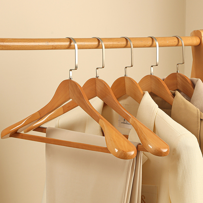 BowLift | Luxury Wooden Clothes Hangers | Solid Hardwood Construction | 360° Swivel Chrome-Plated Steel Hooks | Contoured Shoulder Support | Non-Slip Pant Bar | Precision-Polished Smooth Finish