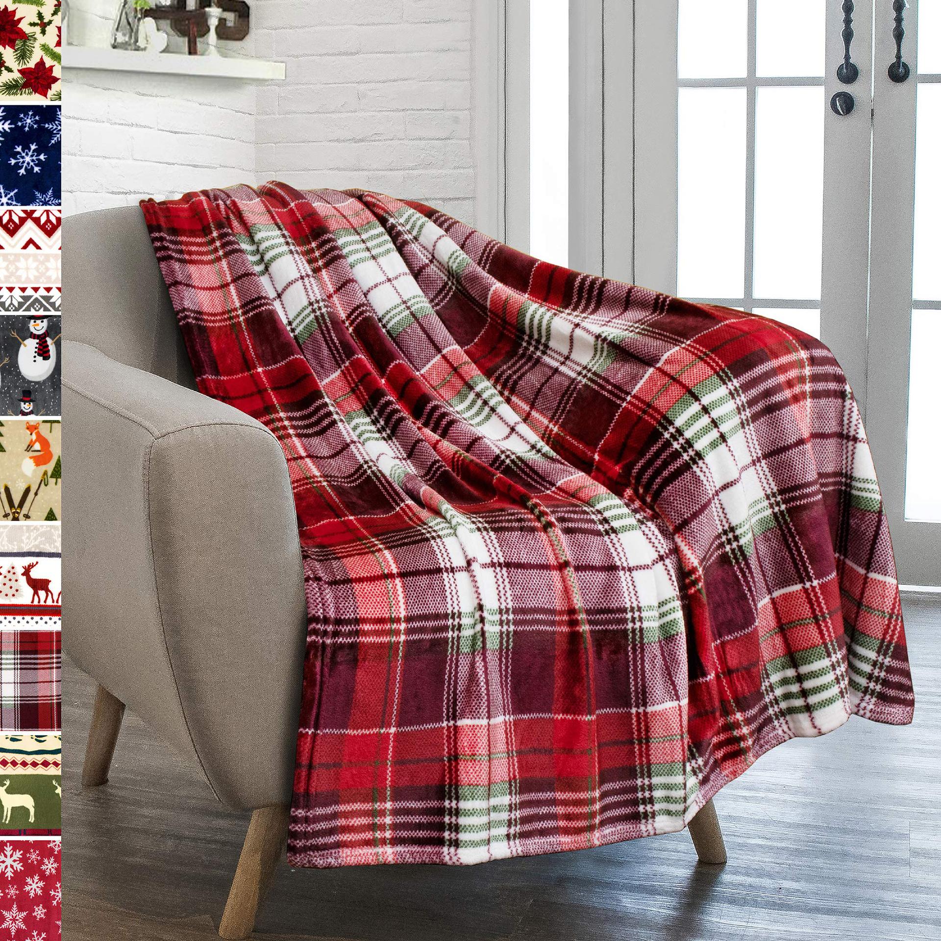BowLift | Christmas Holiday Reindeer Snow Flannel Blanket Warm