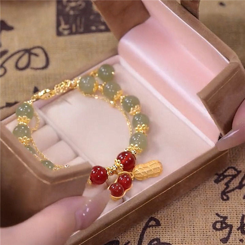 BowLift | Double Chain Natural Jade Bracelet