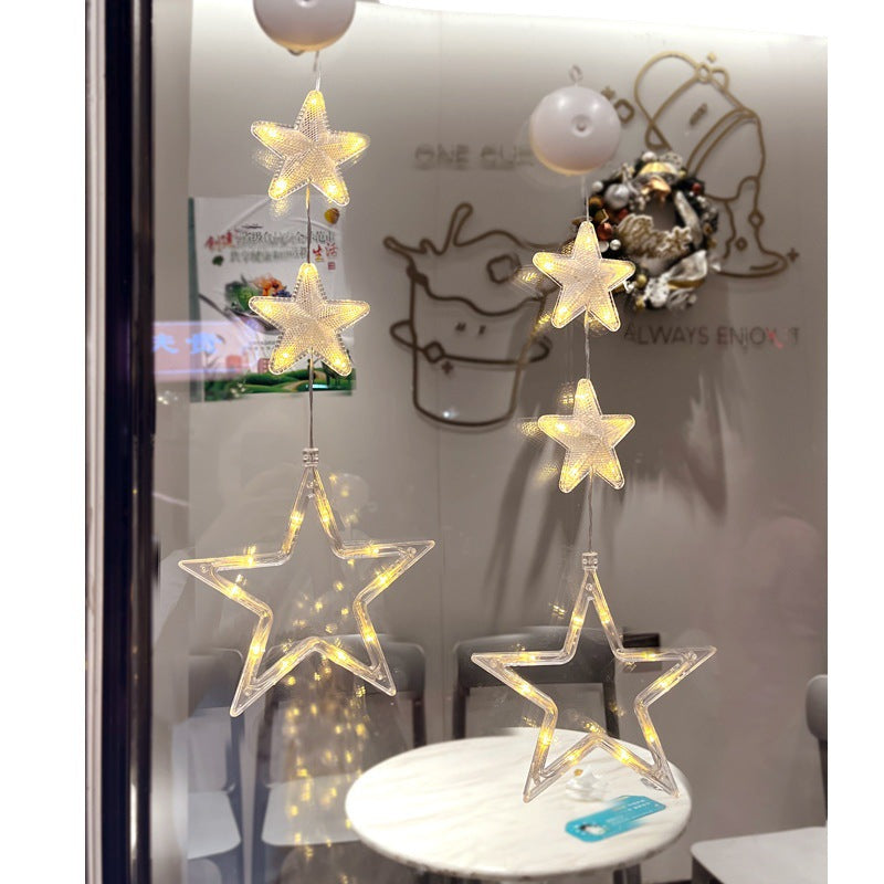BowLift | Christmas 3pcs LED Light Star Hanging Tree Sucker Window Ornaments