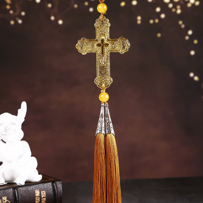 BowLift | Crystal Cross Car Pendant