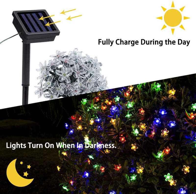 BowLift | LED Solar Sakura String Lights Waterproof Outdoor Fairy Flower Lights